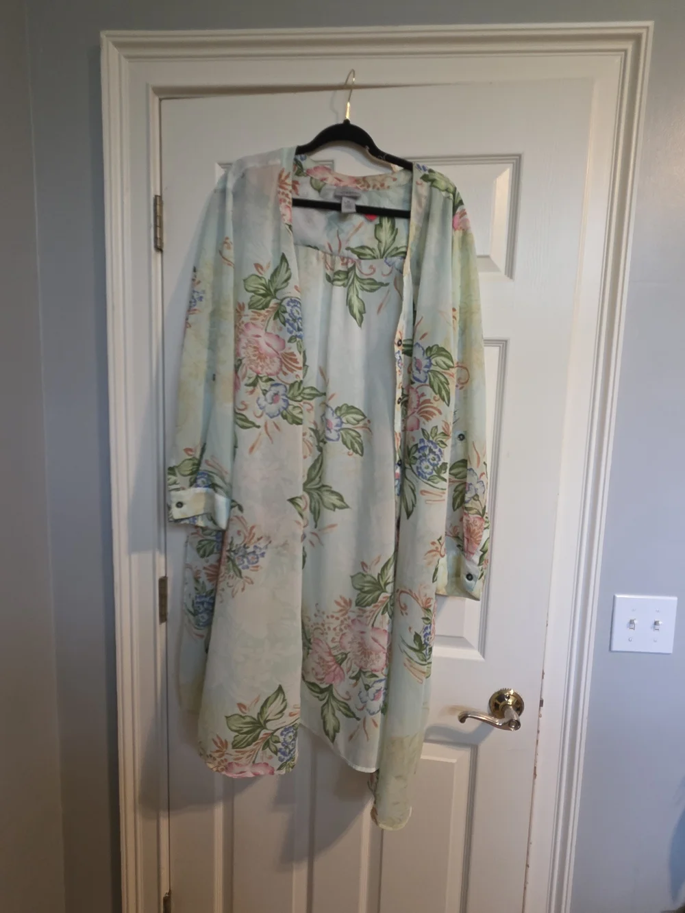 Catherines Light Blue Floral Duster Cardigan
